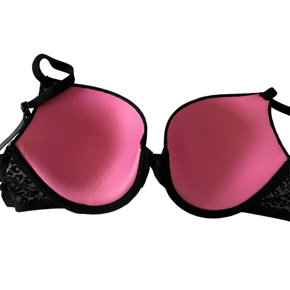 Victoria’s Secret PINK Wear Everywhere Black Lace Leopard Push Up Bra-Size 34D - Picture 5 of 8